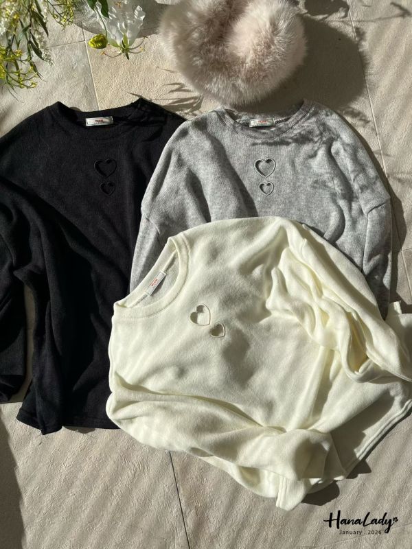 LEA15 簍空愛心OVERSIZE長版T 