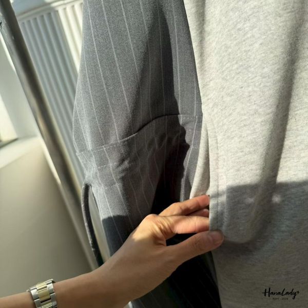 LFA64 側綁結拼接直條寬版T 