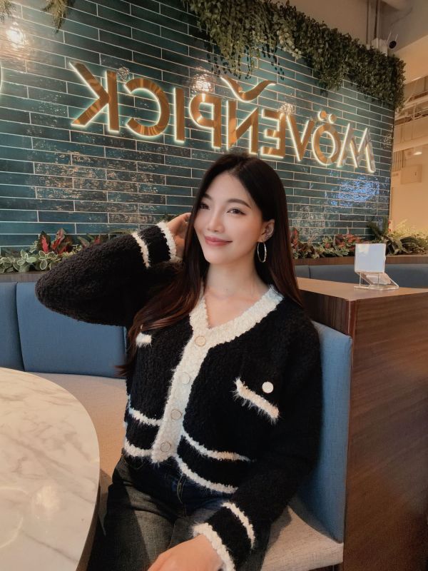 WQB73 小香風線條嫩Q針織上衣 