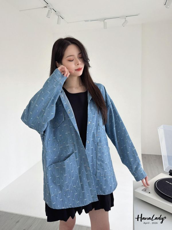 LFA41 俏皮刺繡蝴蝶結愛心丹寧外 