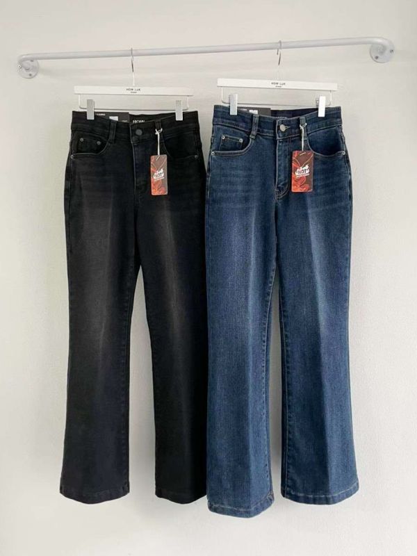 WQB15 冬季必收磨毛喇叭丹寧褲 