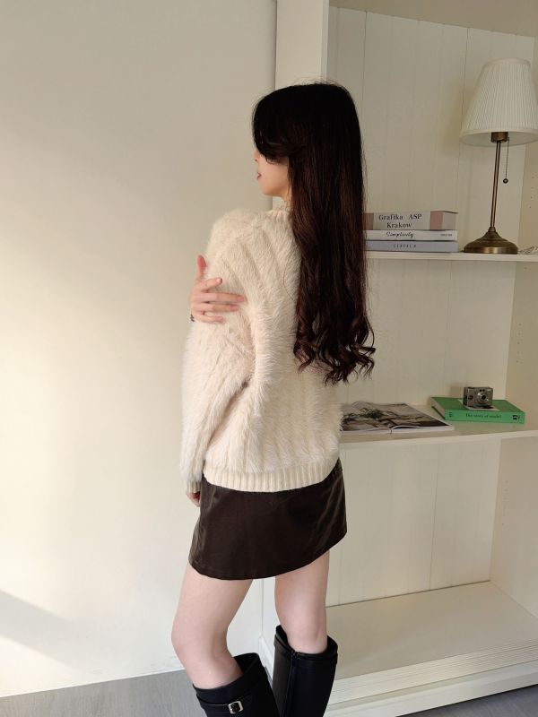 WQB30 嫩Q毛料針織鬚邊排釦上衣 