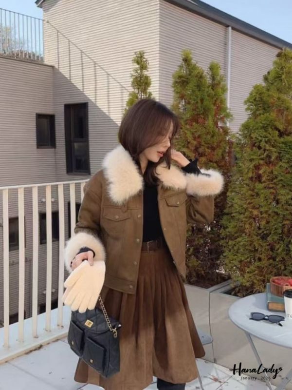 LEA02 英倫風麂皮鋪棉外毛可拆 