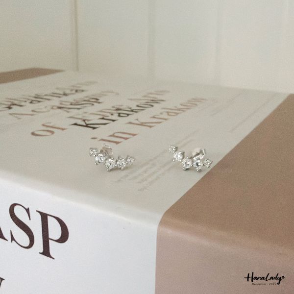 WQB47 純銀簡約V線水鑽耳環 