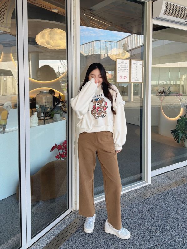 WQB66 挺版棉絨內磨毛直筒褲 