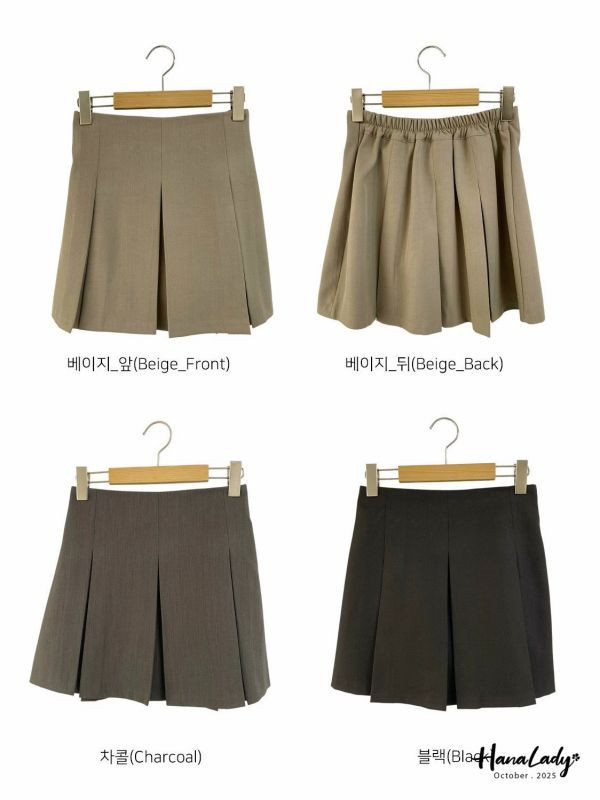 WTB34 經典壓褶後鬆緊褲裙 