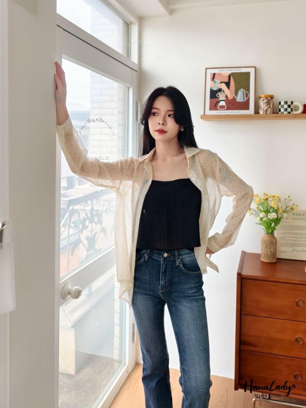 LSA49 兩件式壓紋點點上衣 