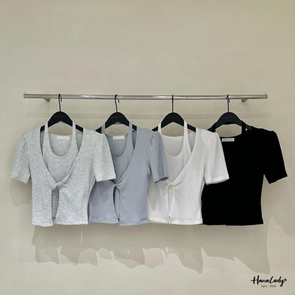 LFA38 簡約繞薄設計扭結上衣 