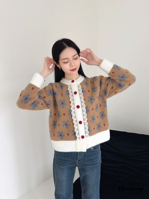 LEA05 復古日系超親膚花花上衣 