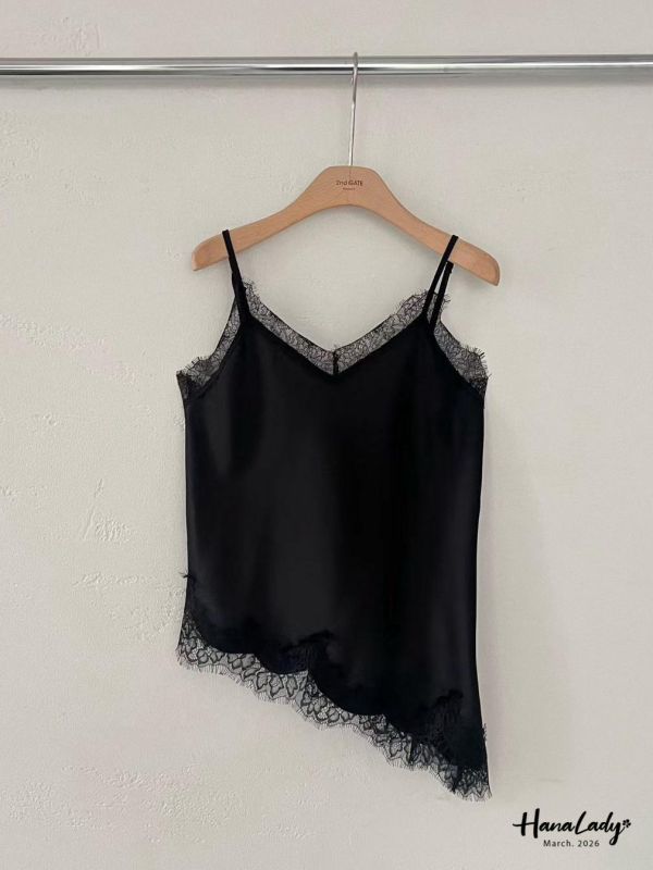 LSA62 高單蕾絲斜擺設計背心 