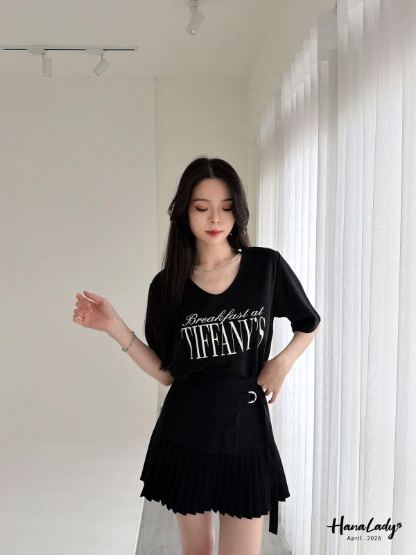 LFA13 珍珠鍊設計字母棉T 