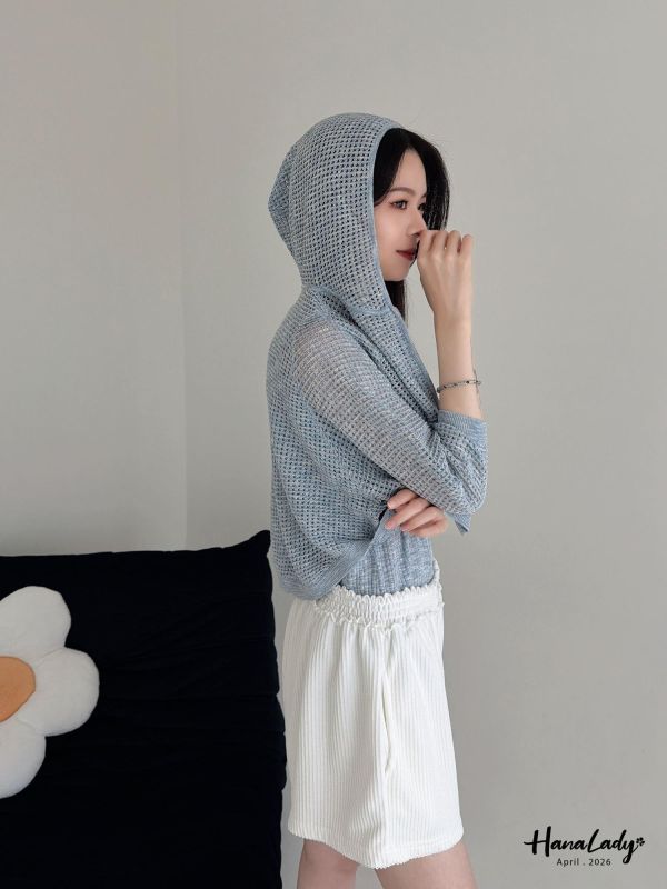 LFB01 勾針織連帽拉鍊外套 