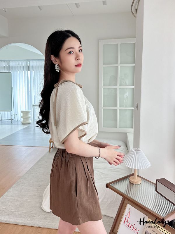 WLA63 休閒風棉麻百摺褲裙 