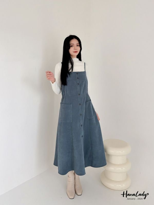 LEA87 休閒氣質兼具蜜桃絨洋裝 