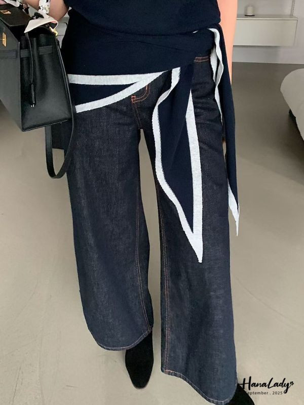 WKA80 兩件式領巾設計針織上衣 