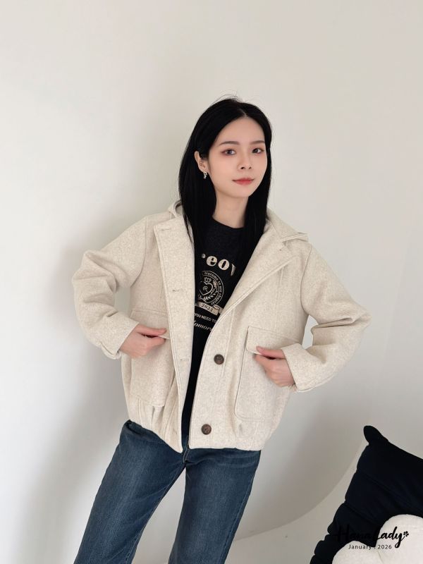 LEA53 大口帶休閒連帽微鋪棉外 