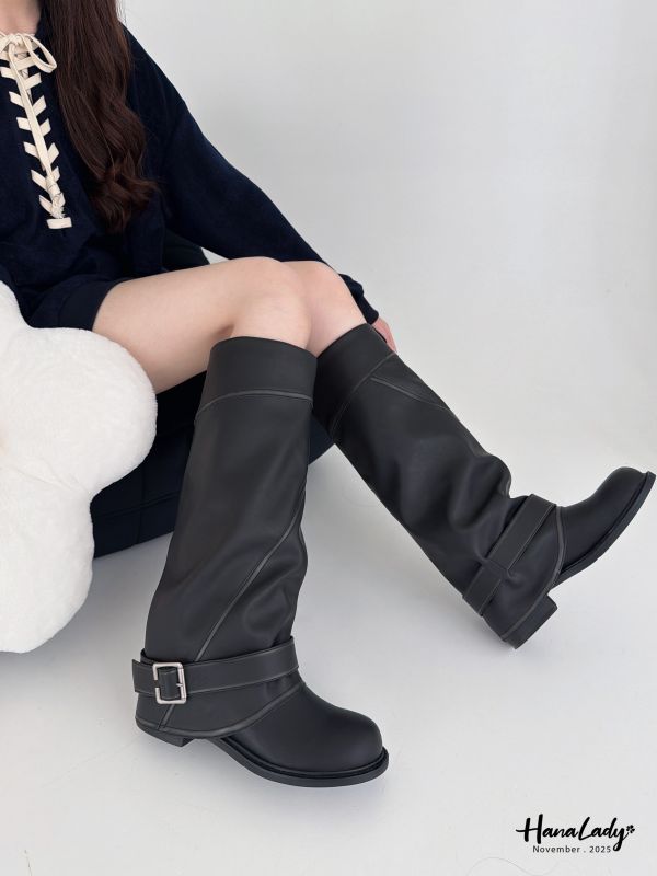 WJB28 韓國質感皮革褲管靴 