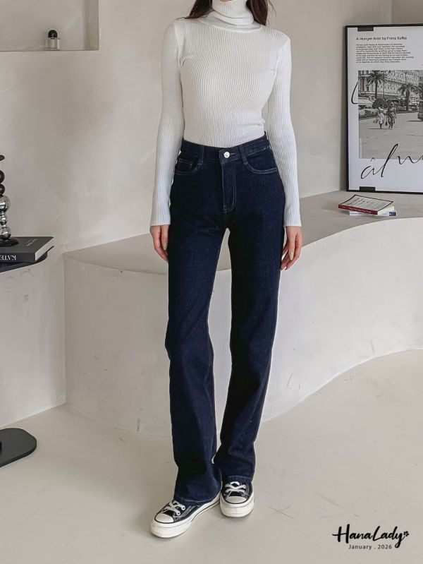 LEB15 最百搭的深藍色直筒丹寧褲 