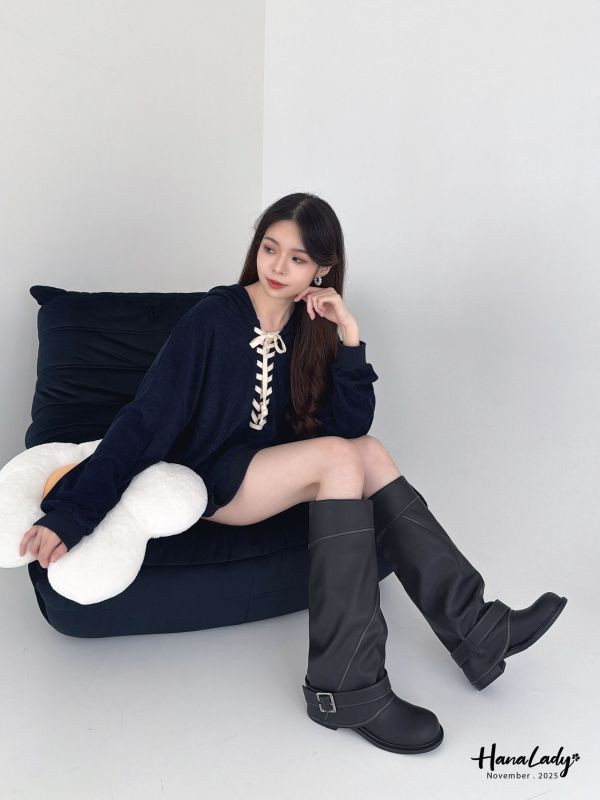 WJA35 繞繩領設計寬版帽T 