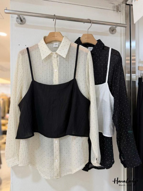 LSA49 兩件式壓紋點點上衣 