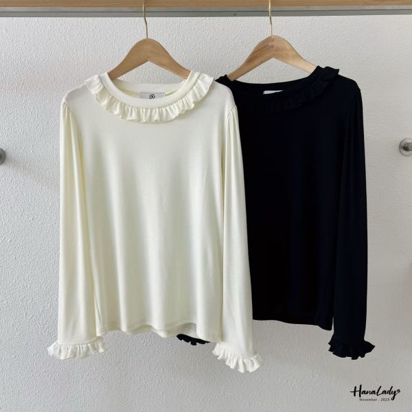 WJA30 簡約日系花邊領上衣 