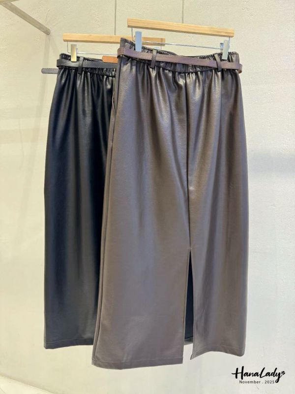 WJA14 超美簡約百搭皮長裙 