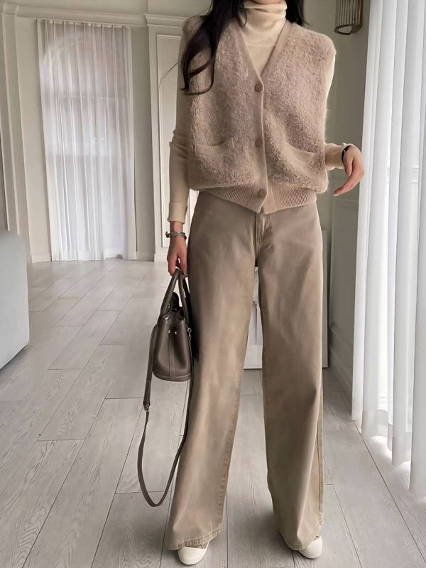 WQB07 兩件式高領針織背心上衣 