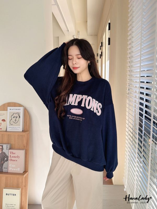 WQA64 馬卡龍色刺繡刷毛大學T 