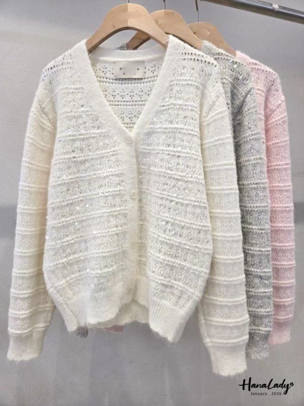 LEA21 簍空洞洞亮片針織上衣 