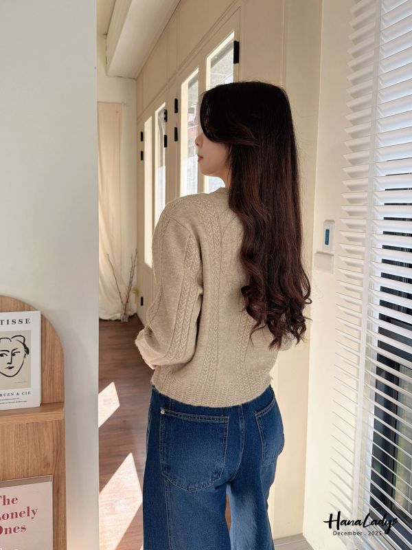 WQA41 絕美細閃菱格紋針織上衣 