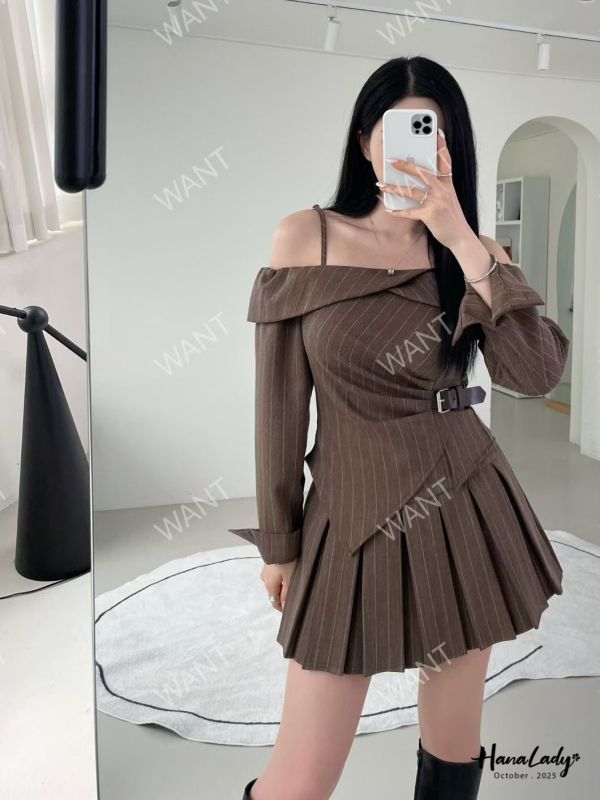 WTB29 完美直條紋皮釦設計套裝