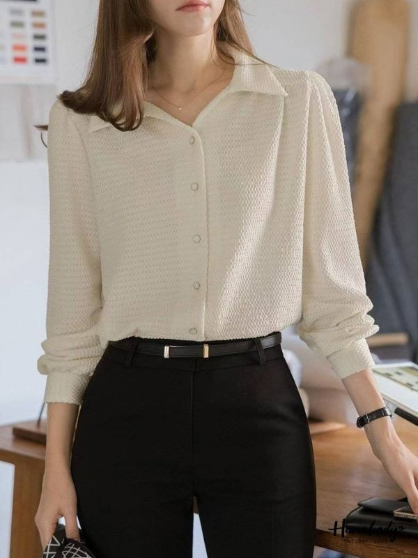 WTA50 立體細紋精緻釦襯衫 