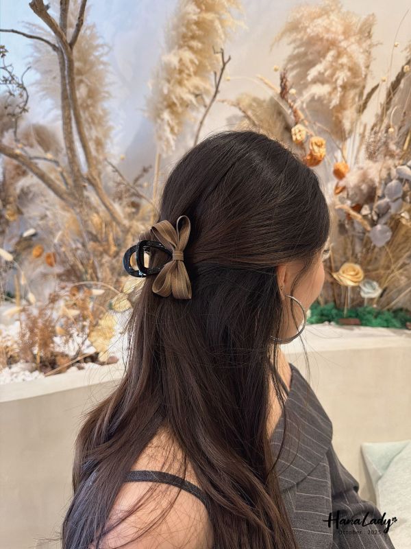 WTB12 直條紋蝴蝶結髮夾 