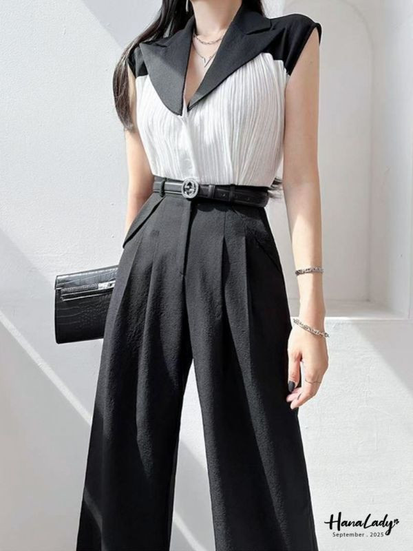 WKA12 三角翻領剪裁設計款上衣 