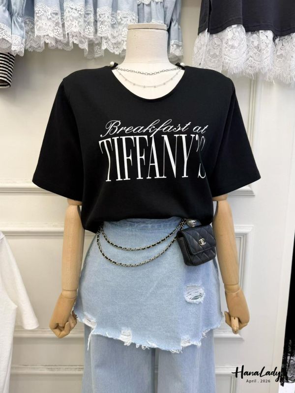 LFA13 珍珠鍊設計字母棉T 