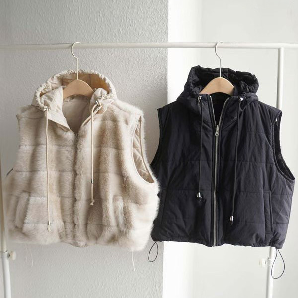 WQB29 正反兩穿毛毛鋪棉背心 