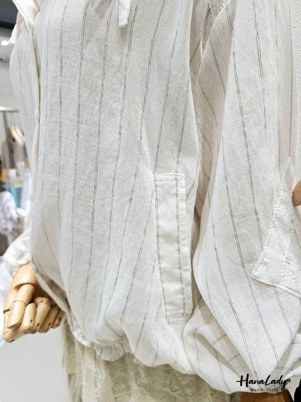 LSA07 可愛Q擺線條排釦衫 