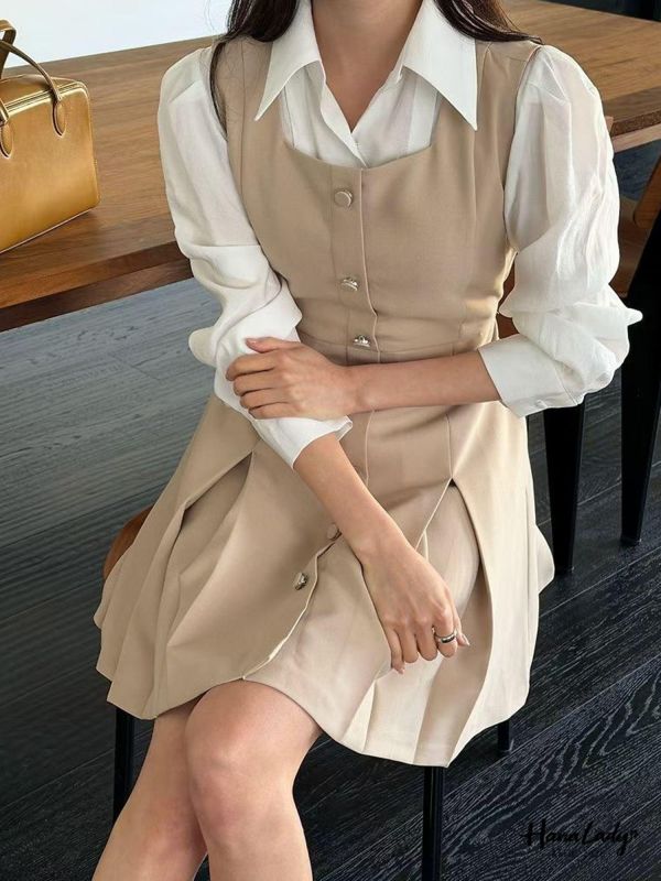 LFB11 簡約方領壓摺短洋 