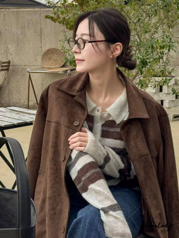 WJA92 秋冬必備簡約麂皮長版衫 