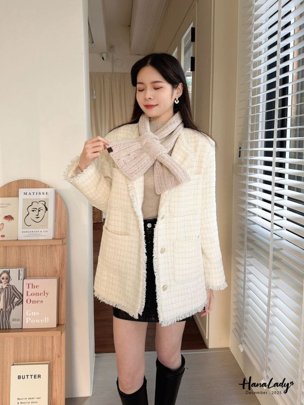 WQA35 超質感金蔥鬚邊小香風外 