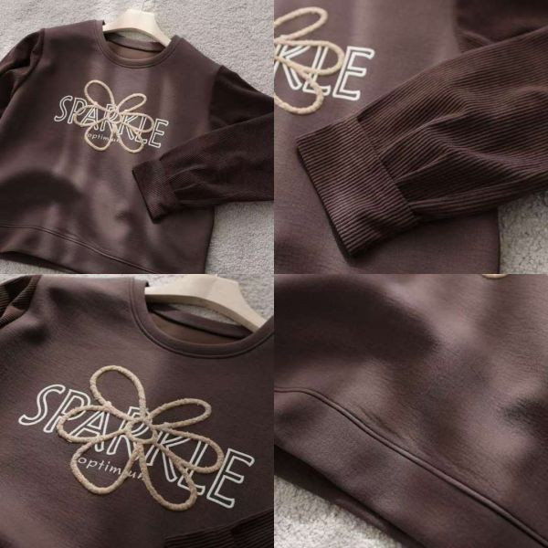 WQA42 立體繡花燈心絨袖上衣 