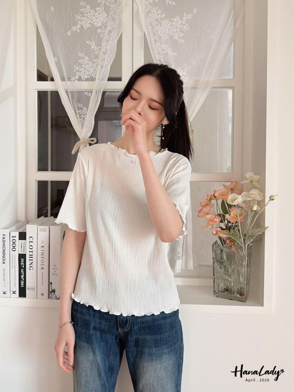 LFA91 簡約拷克邊坑條上衣 