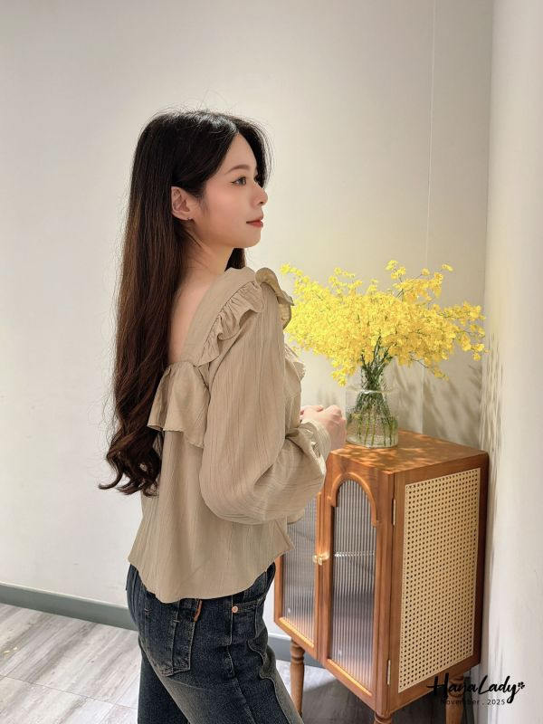 WJA57 微美荷葉方領上衣 