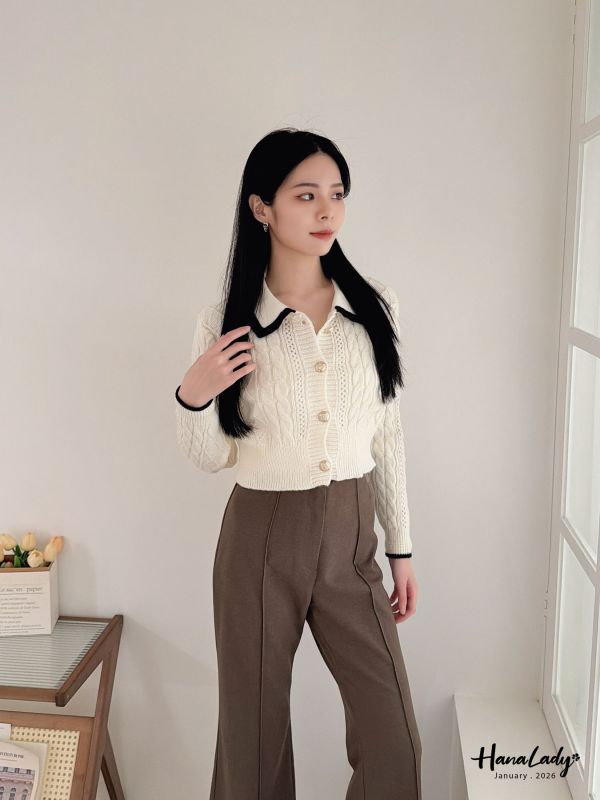 LEA16 菱格麻花線條針織上衣 