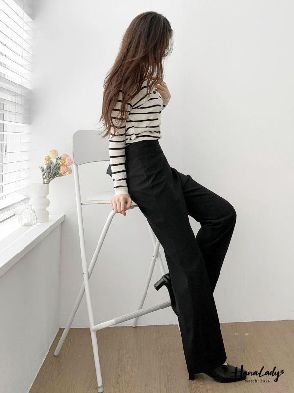 LSA59 必收簡約顯瘦喇叭褲 