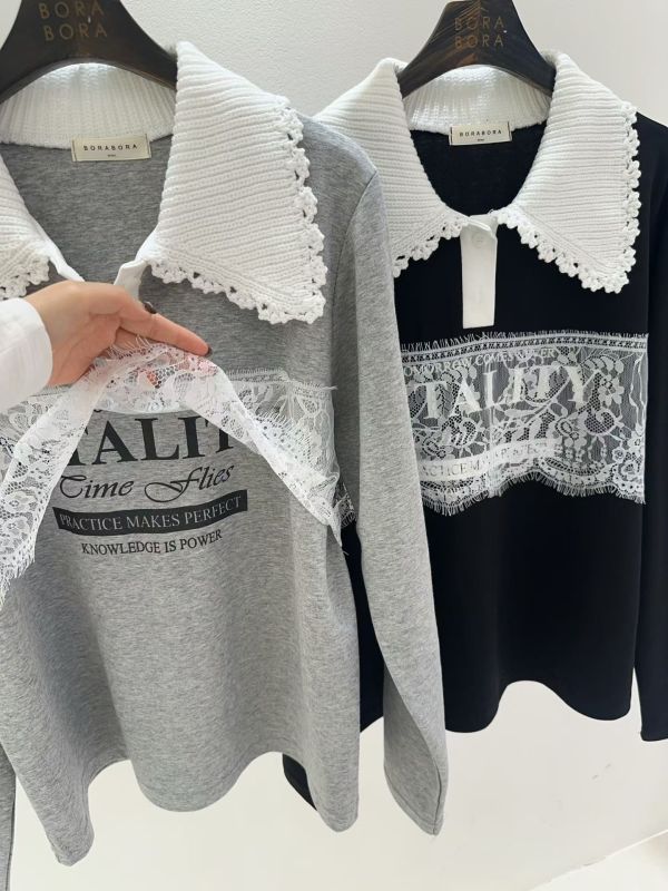 WQA33 層次三角蕾絲領上衣 