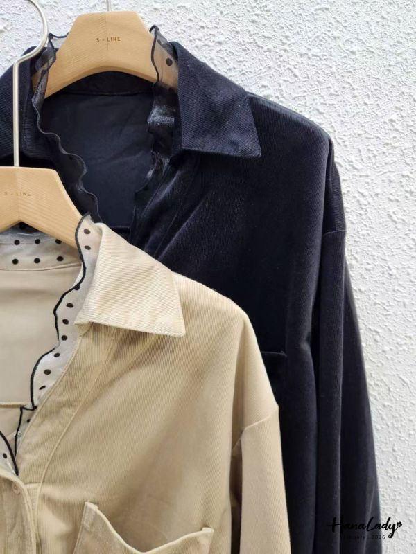 LEA22 點點紗極細燈心棉絨衫 