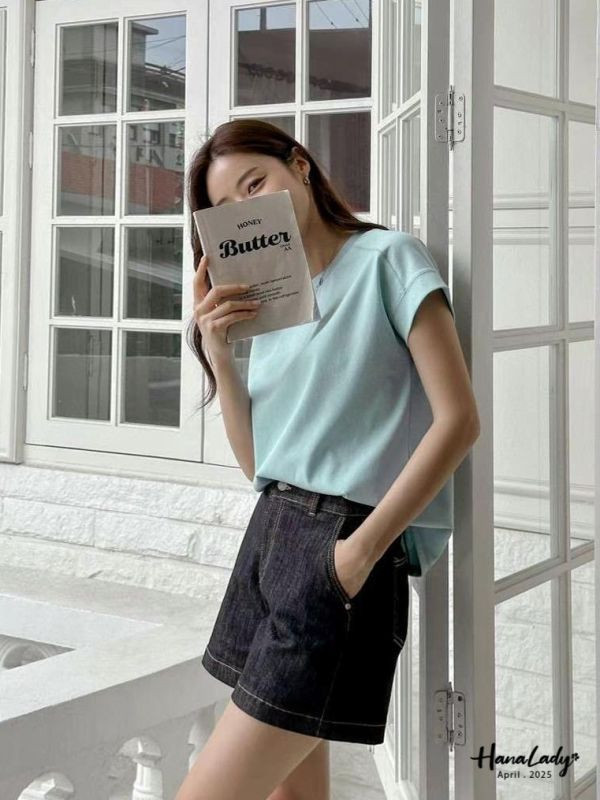 WFA53 雙扣顯瘦A字丹寧短褲 正韓 韓國服飾 韓國連線