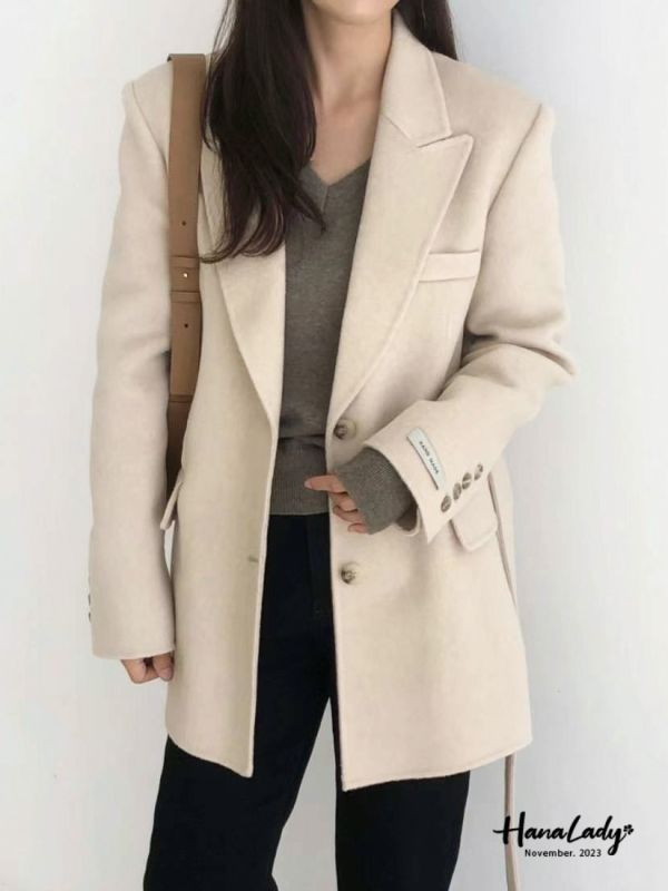 SJB27 質感手工羊絨大衣外 