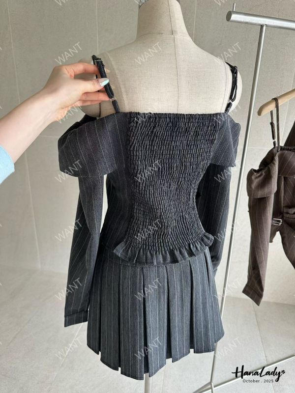 WTB29 完美直條紋皮釦設計套裝